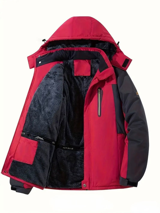 Giacca Invernale Termica con Rivestimento in Pelliccia – Impermeabile & Antivento (Rosso)