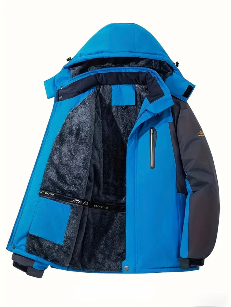 Giacca Invernale Termica con Rivestimento in Pelliccia – Impermeabile & Antivento (Blu)